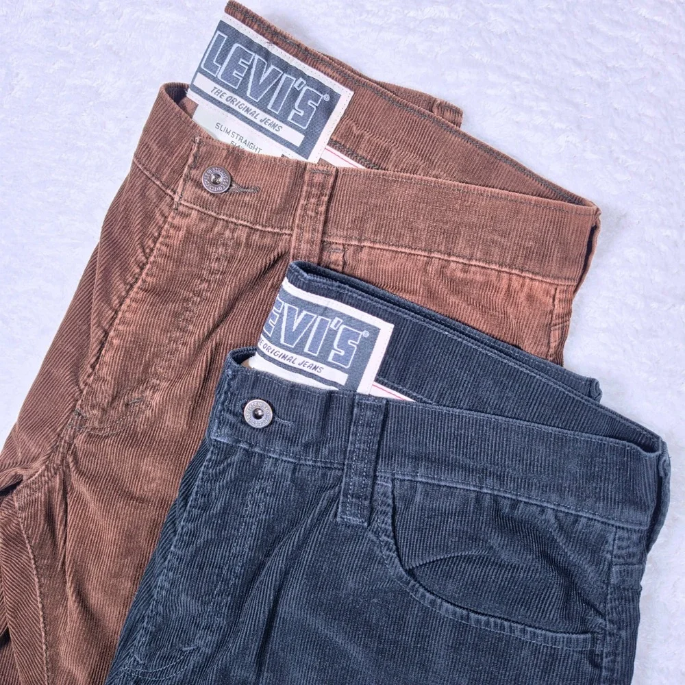 2 Pack! Levi's 514 Slim Straight Mens 34/30 Brown Corduroy Stretch Pants